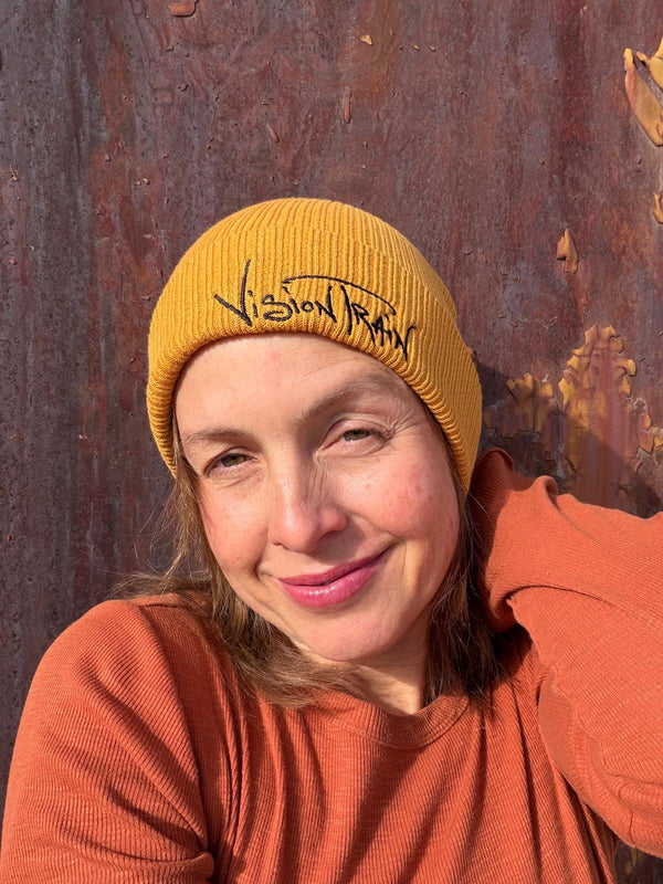 Vision Train - Yellow Organic ribbed beanie