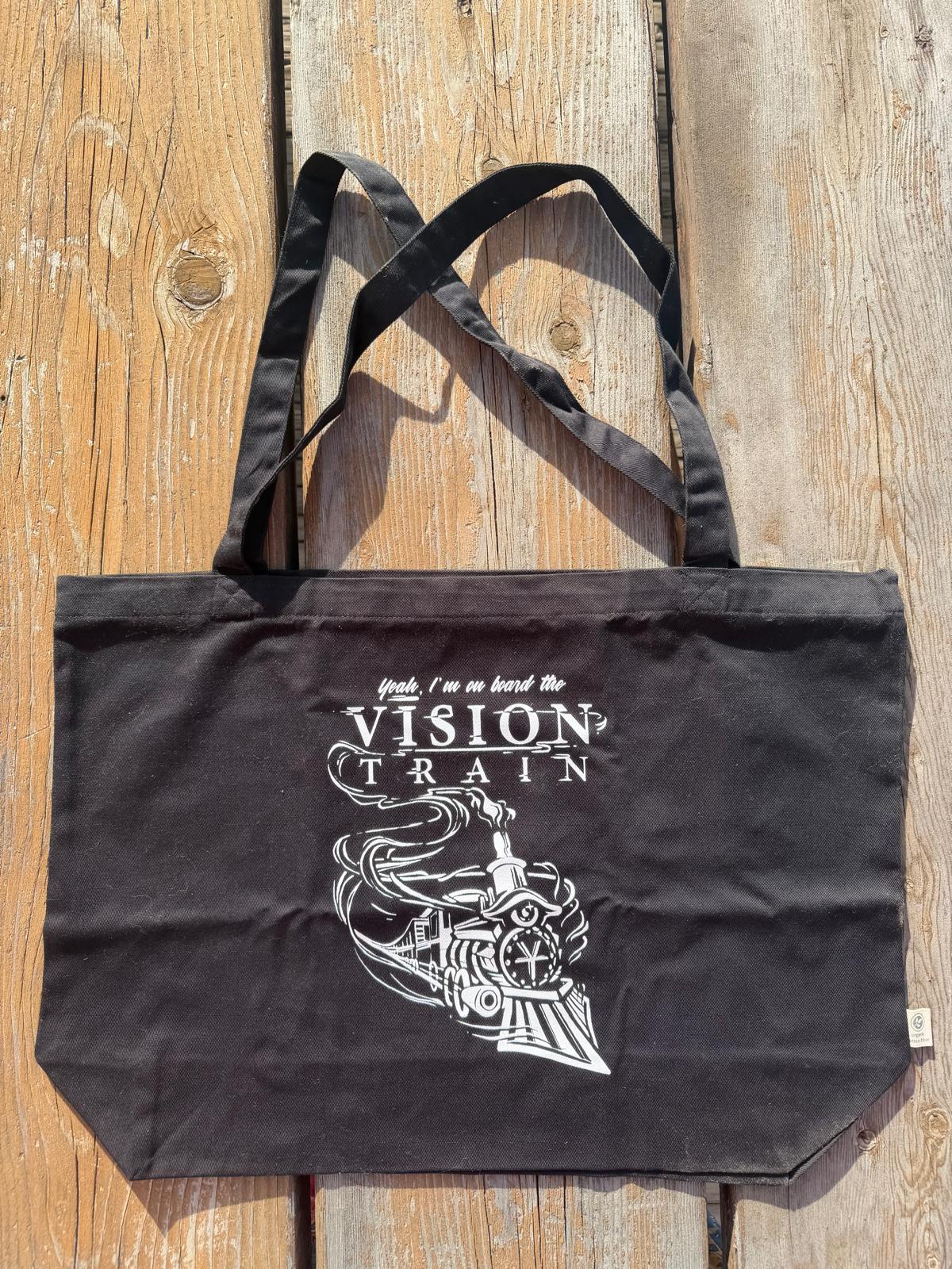 "Yeah I'm on board the Vision Train" - Large organic tote bag